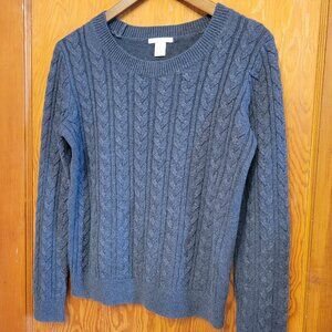 H&M Basic Cable Knit Crewneck Sweater Medium Navy